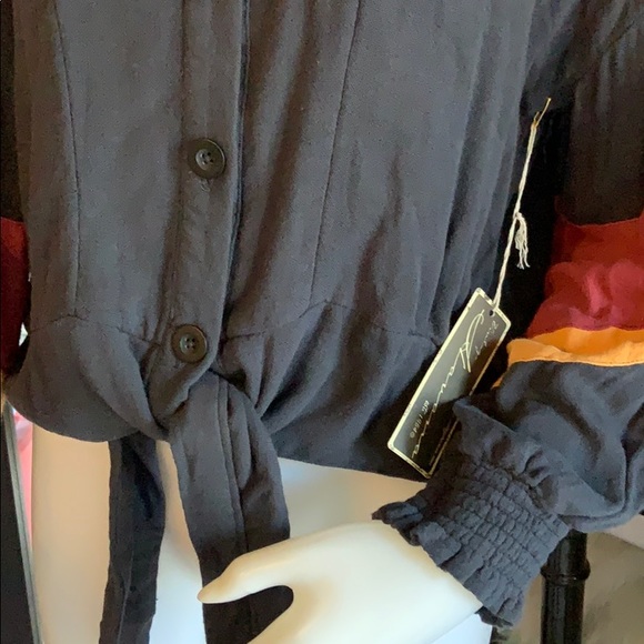 Vintage Havana tie front buttons sweatershirt sz m - Picture 2 of 6